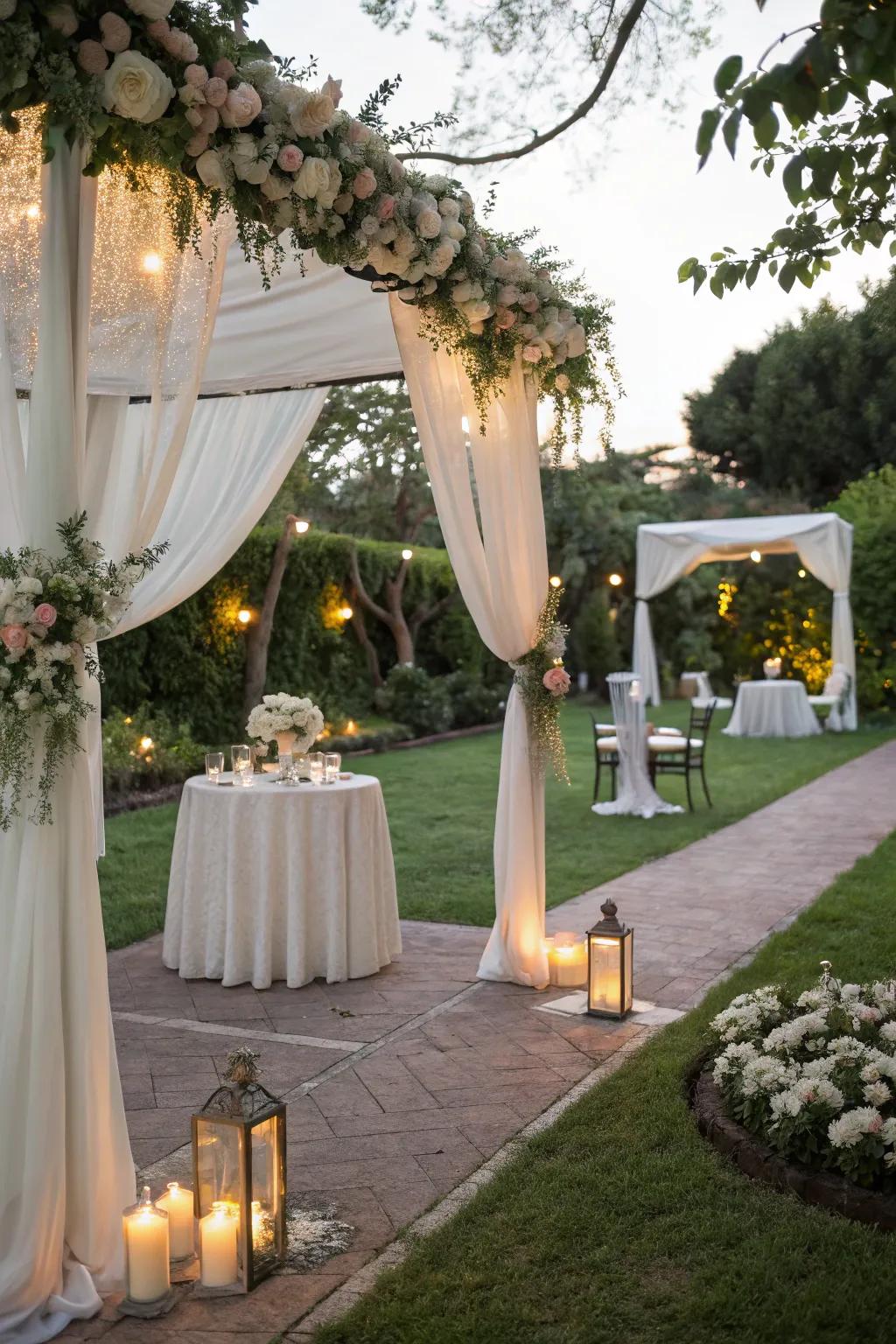 An alluring home wedding arrangement that's both elegant and intimate.