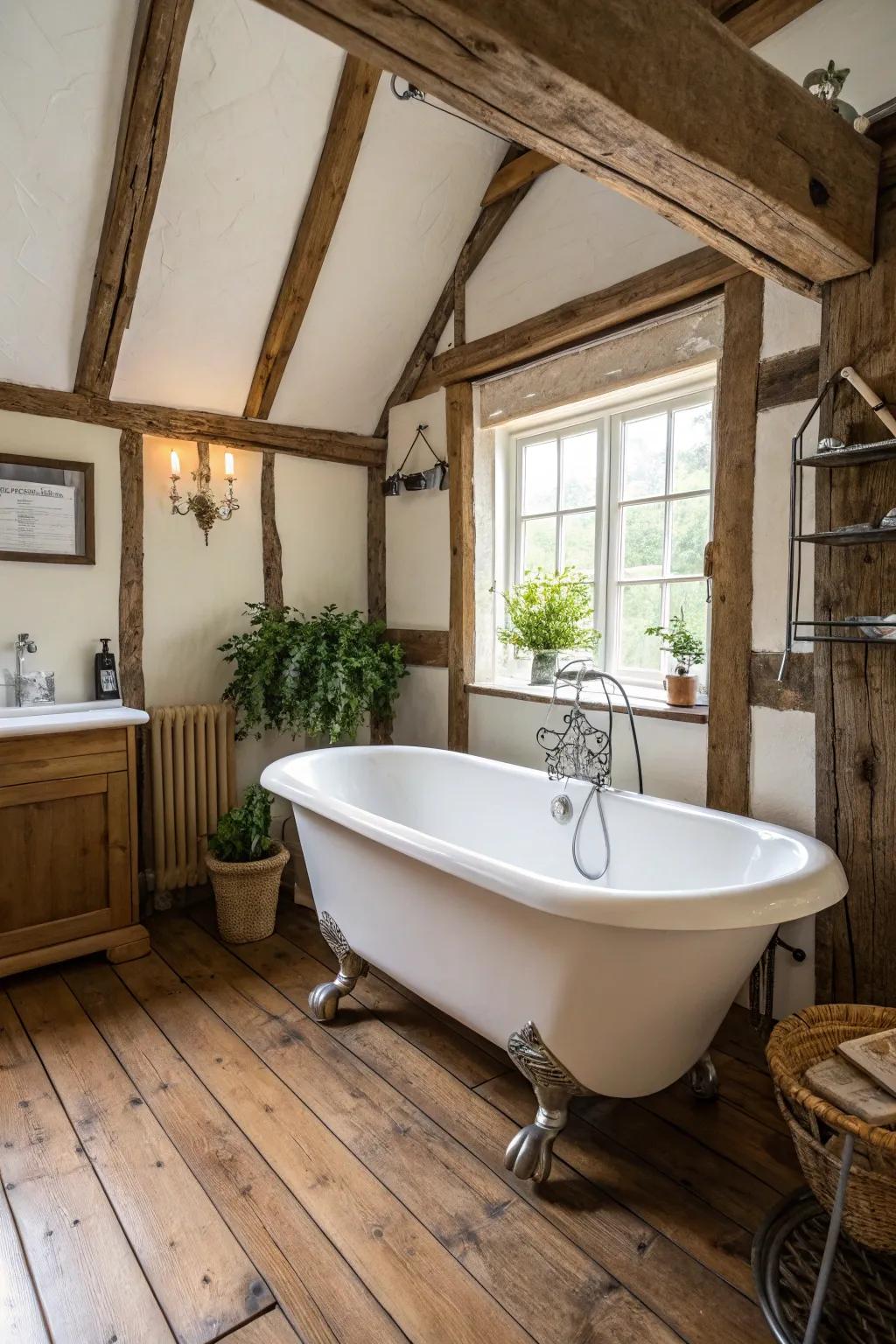 A clawfoot tub provides comfort and classic beauty.