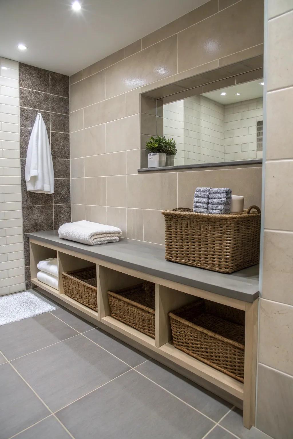 Functional features that contribute convenience to the wet room.