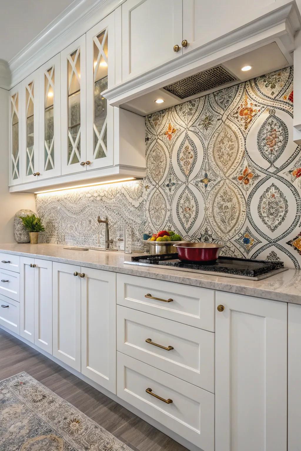 Tessellated compositions imparting a creative accent to white units.