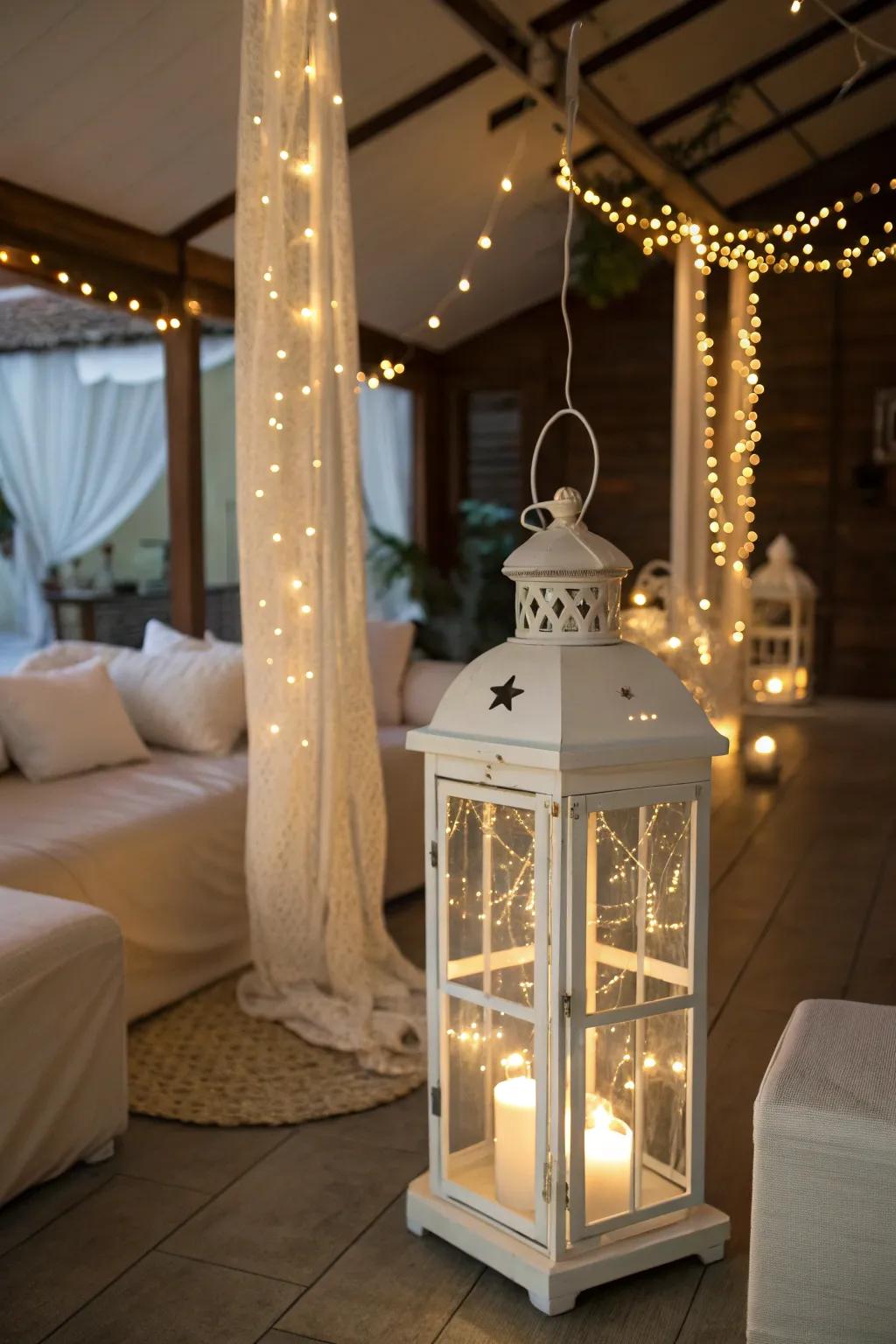 Ivory lanterns lighting up your festive evenings.