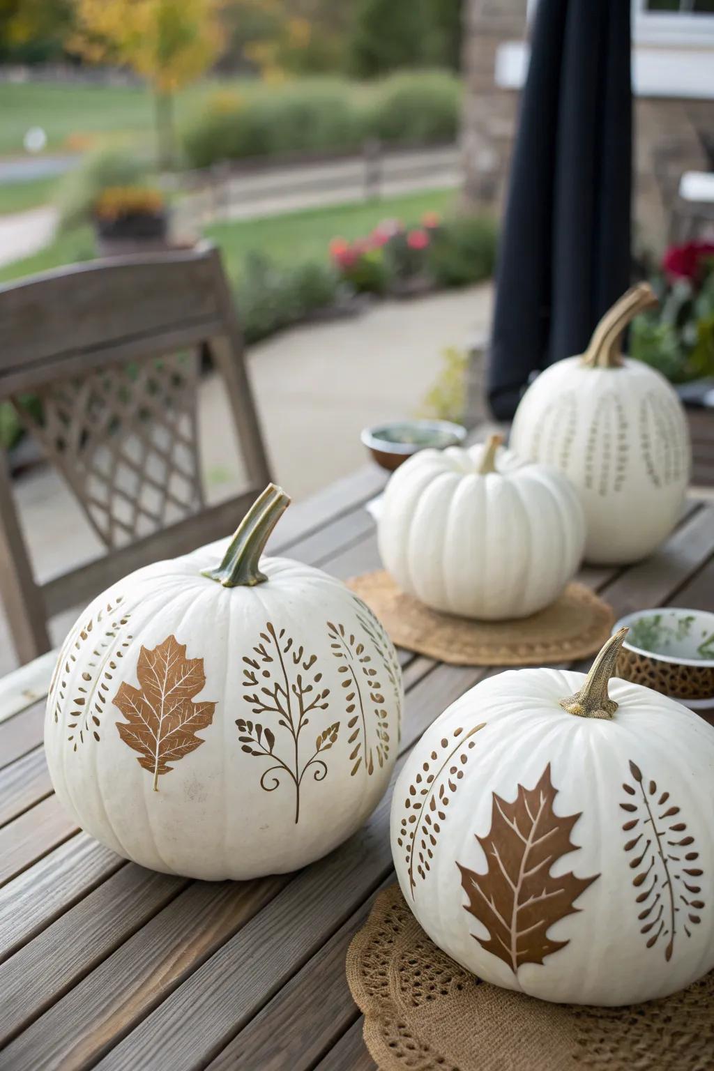 Botanical templates for a nature-inspired pumpkin design.