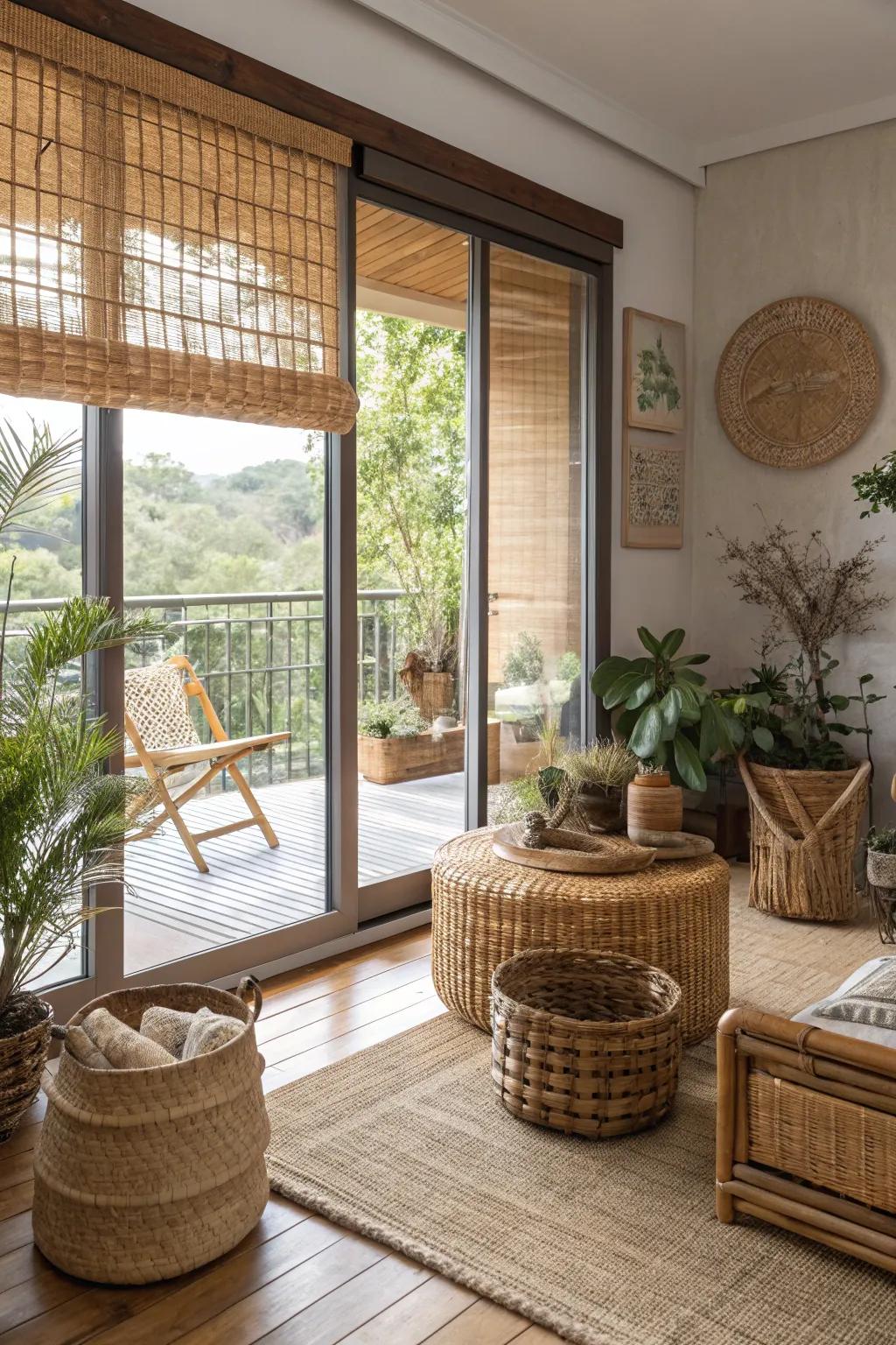 Bamboo strips present an eco-conscious and stylish accent.