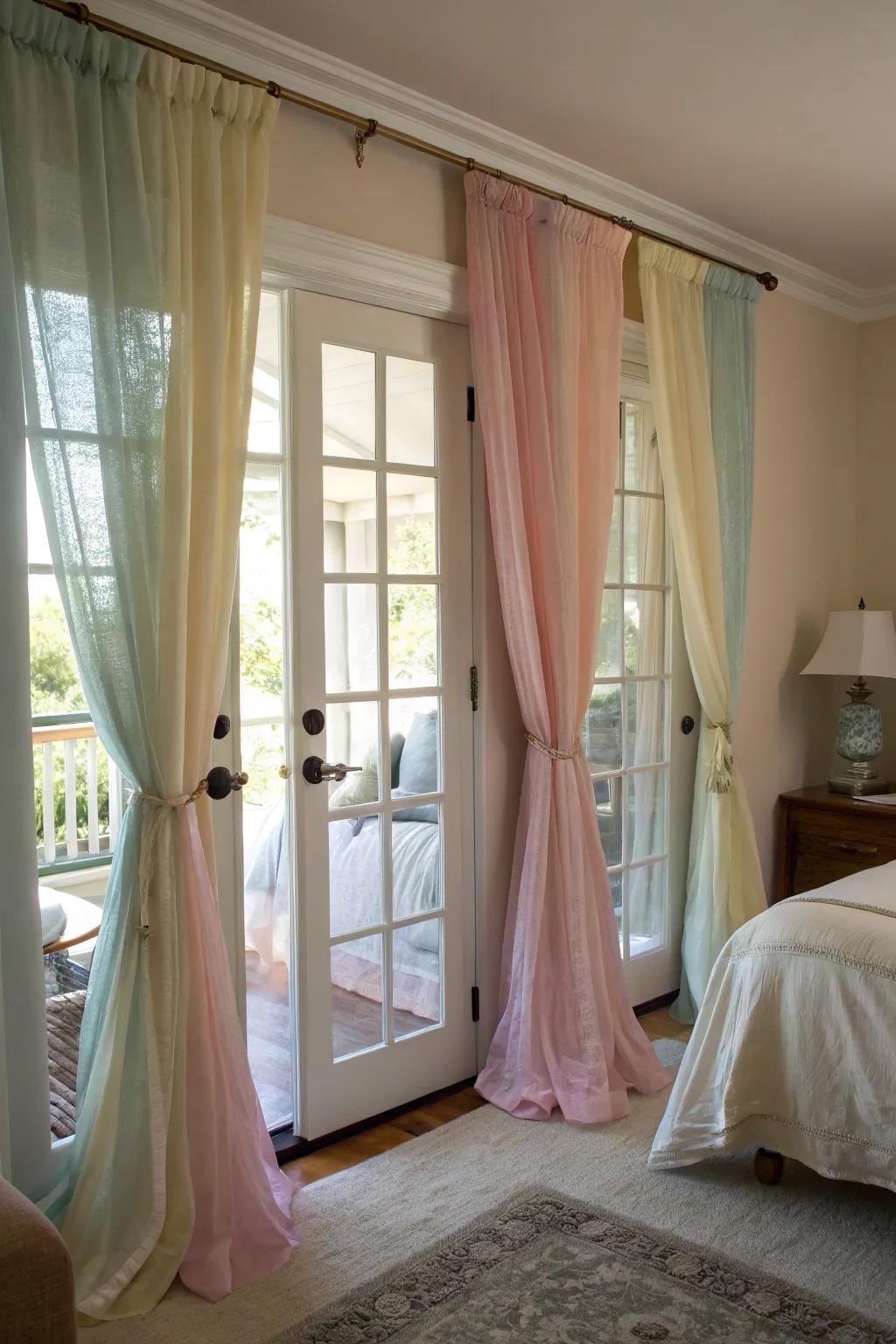 Layered curtains offer stylish privacy solutions.