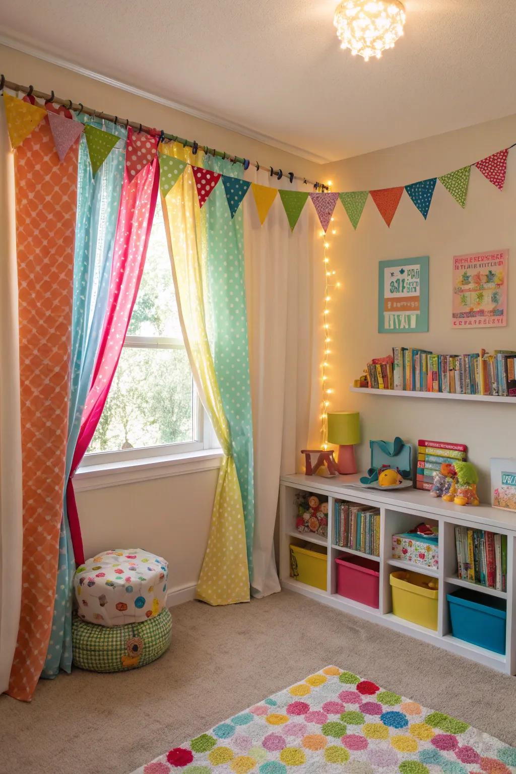 Vibrant valances infuse playfulness into children's rooms.