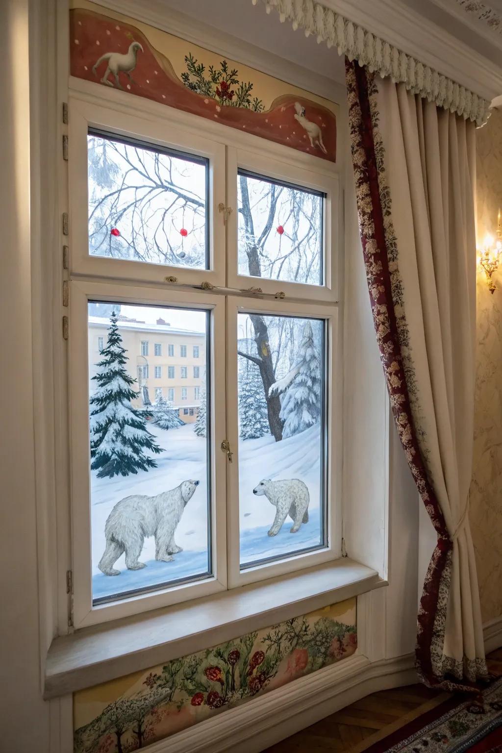 Playful polar bears bring a warm, joyful vibe.