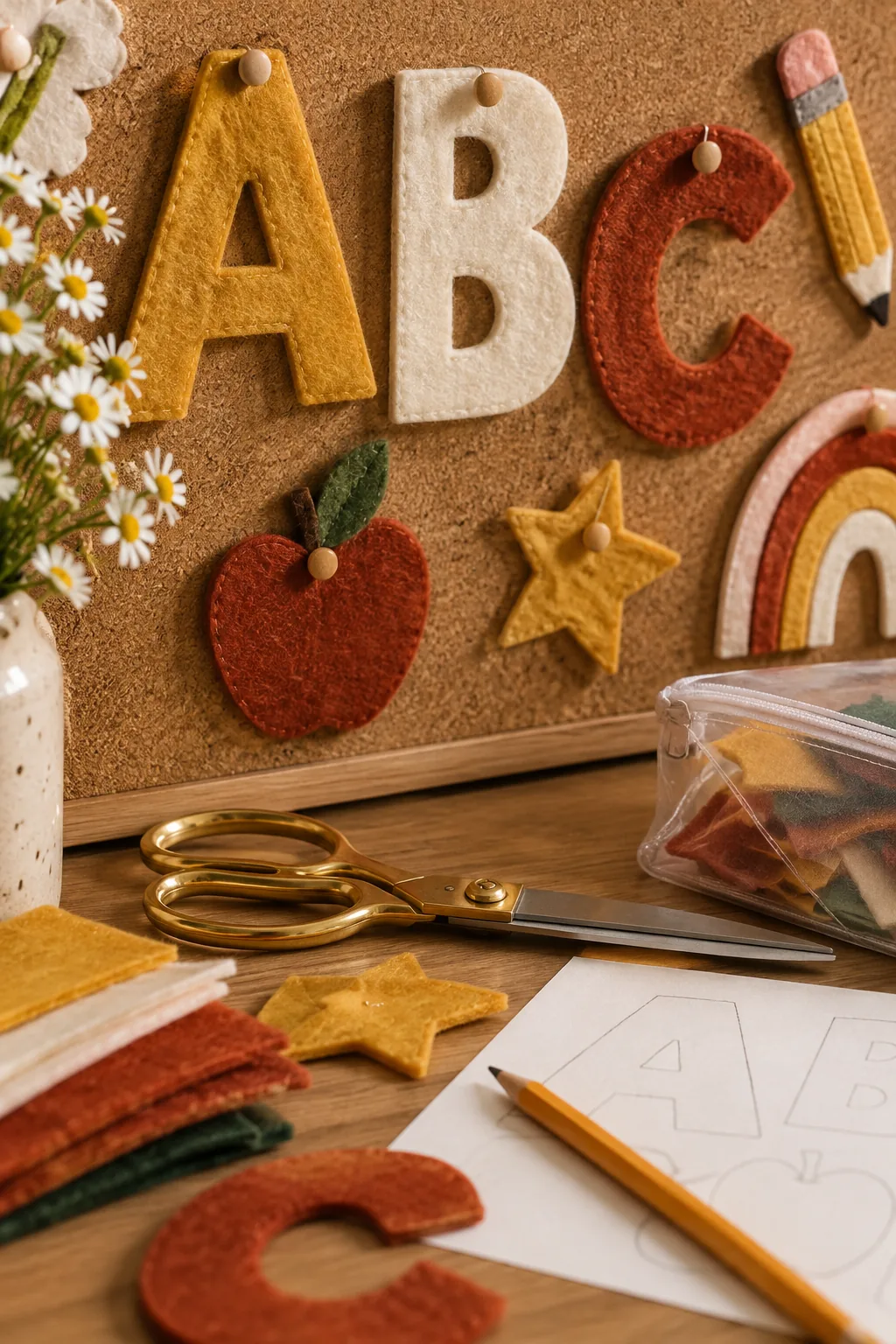 Bulletin board letters cut out of thick felt.