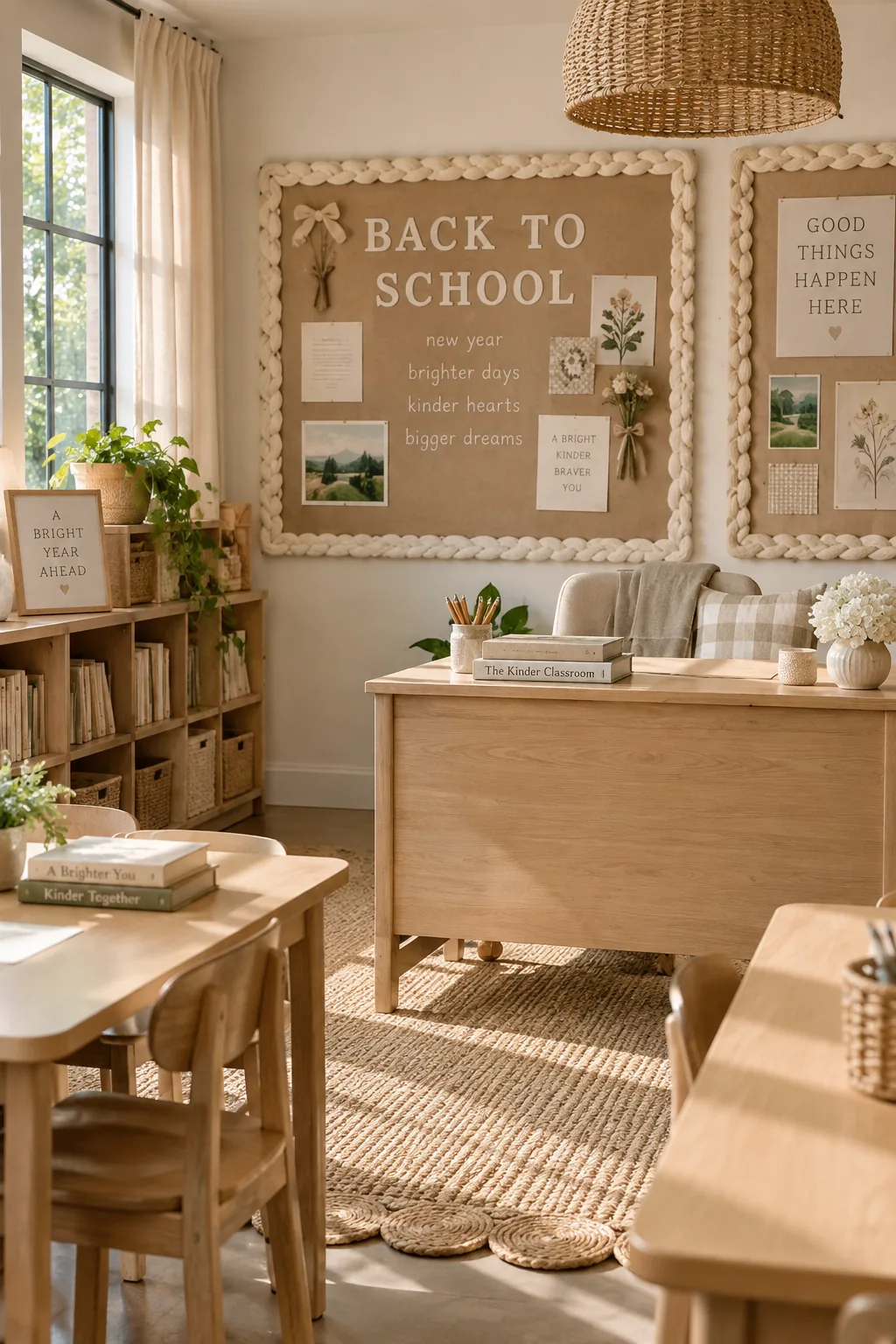 Braided chunky yarn framing a bulletin board.