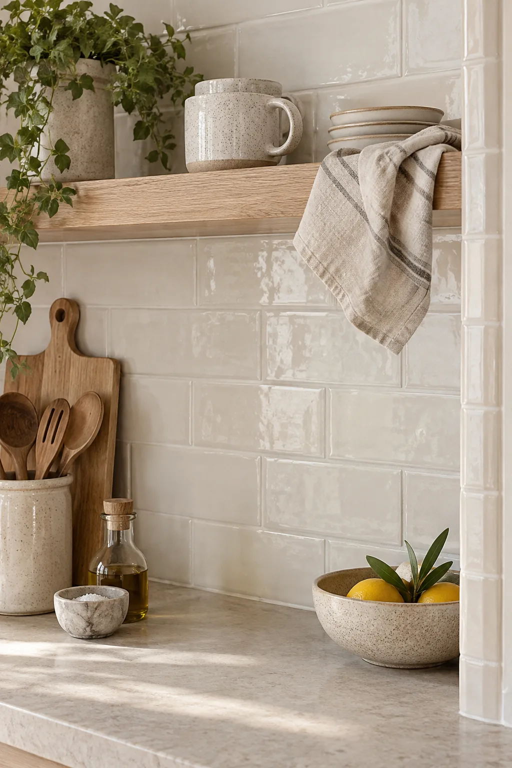 White subway tile with a factory glazed finished edge
