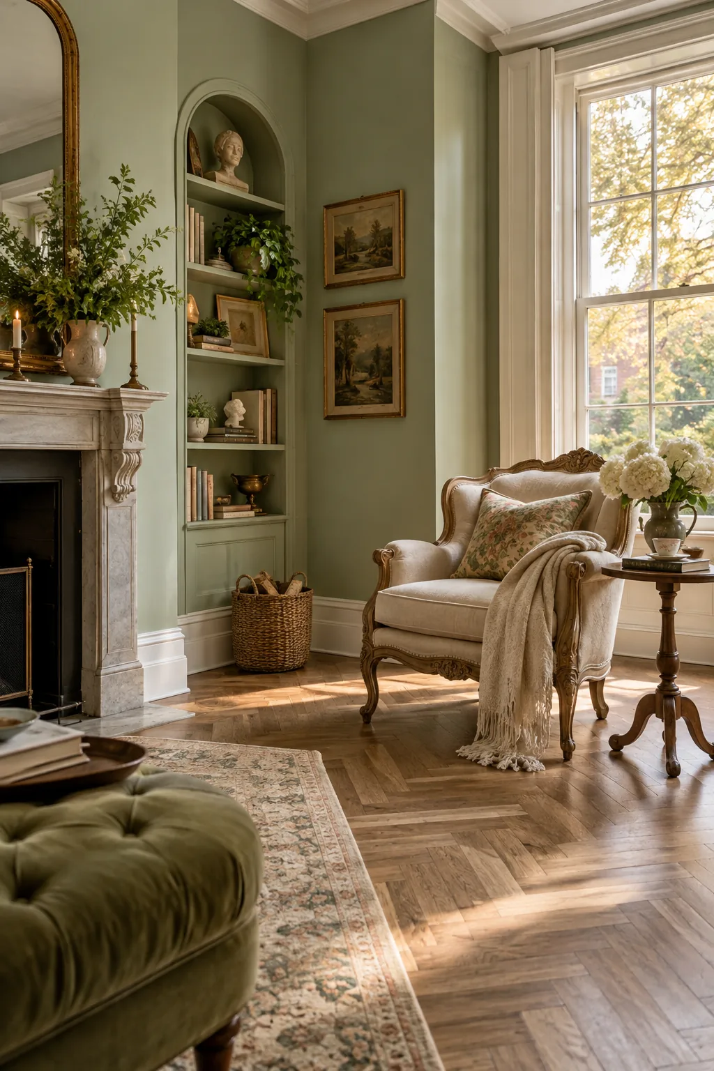 Ornate baseboard made from stacked pieces of molding.