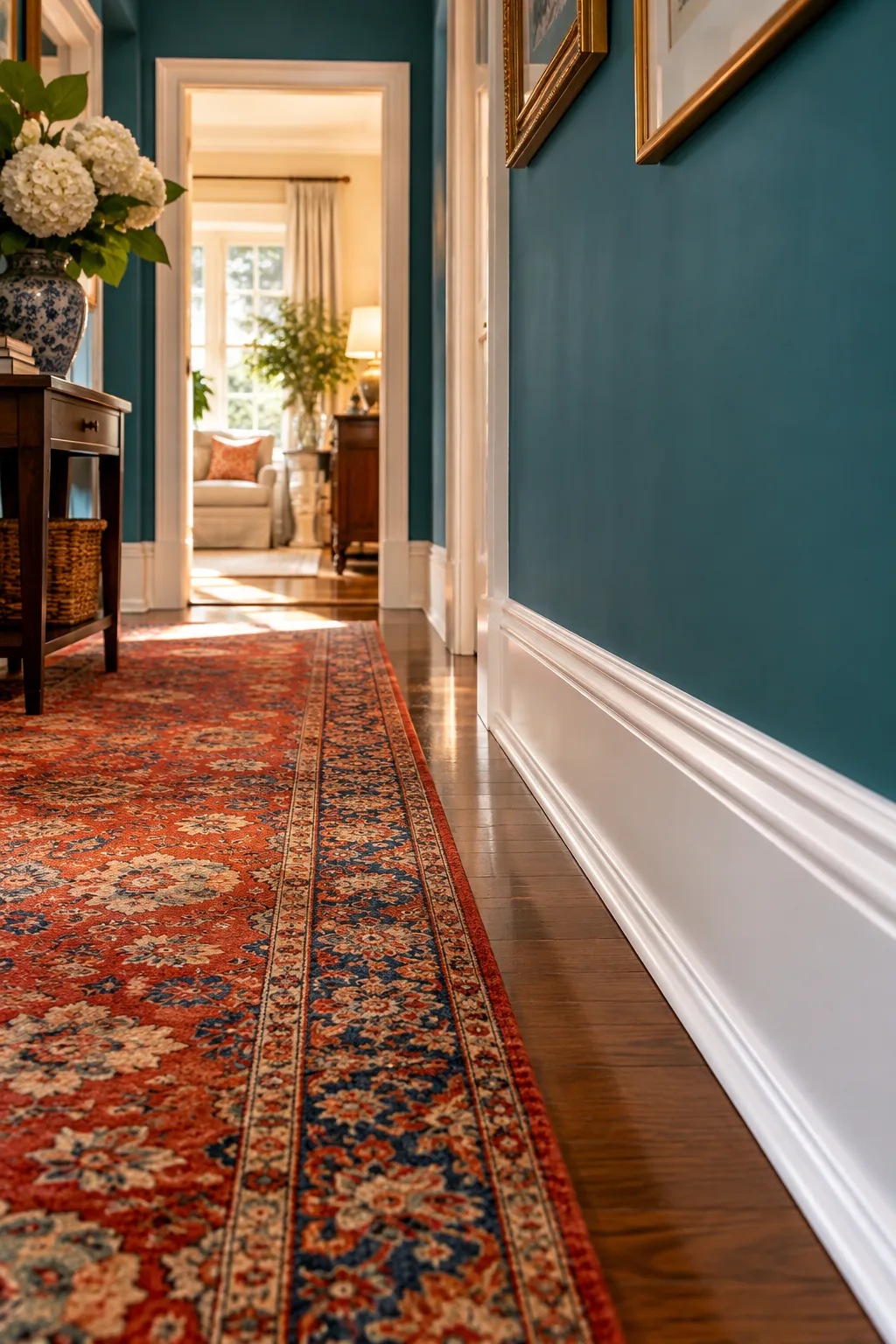 White colonial style baseboard with a curved top profile.