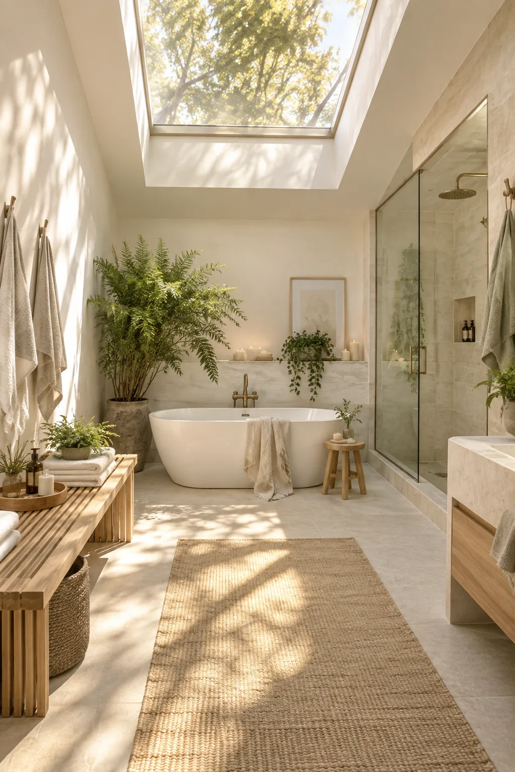 Large skylight above a modern tub and shower