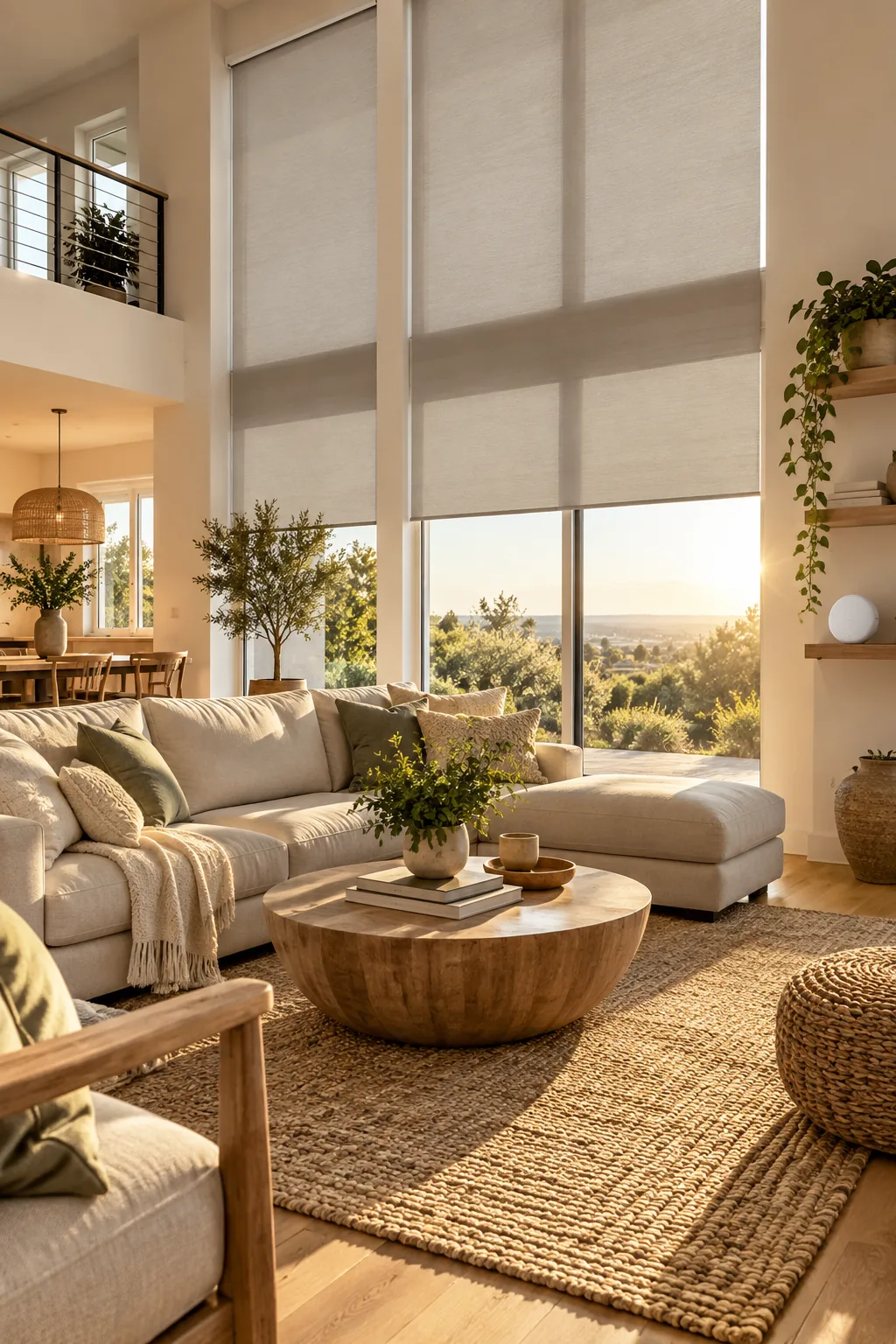 Smart blinds connected to a digital home hub tablet