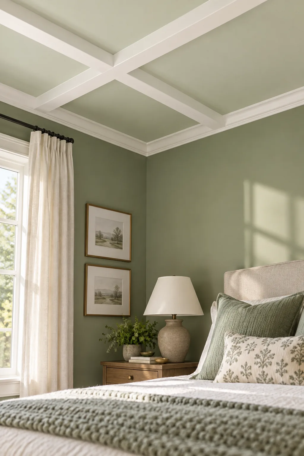 A perfectly smooth, caulked inner corner where a white ceiling batten meets the flat ceiling.