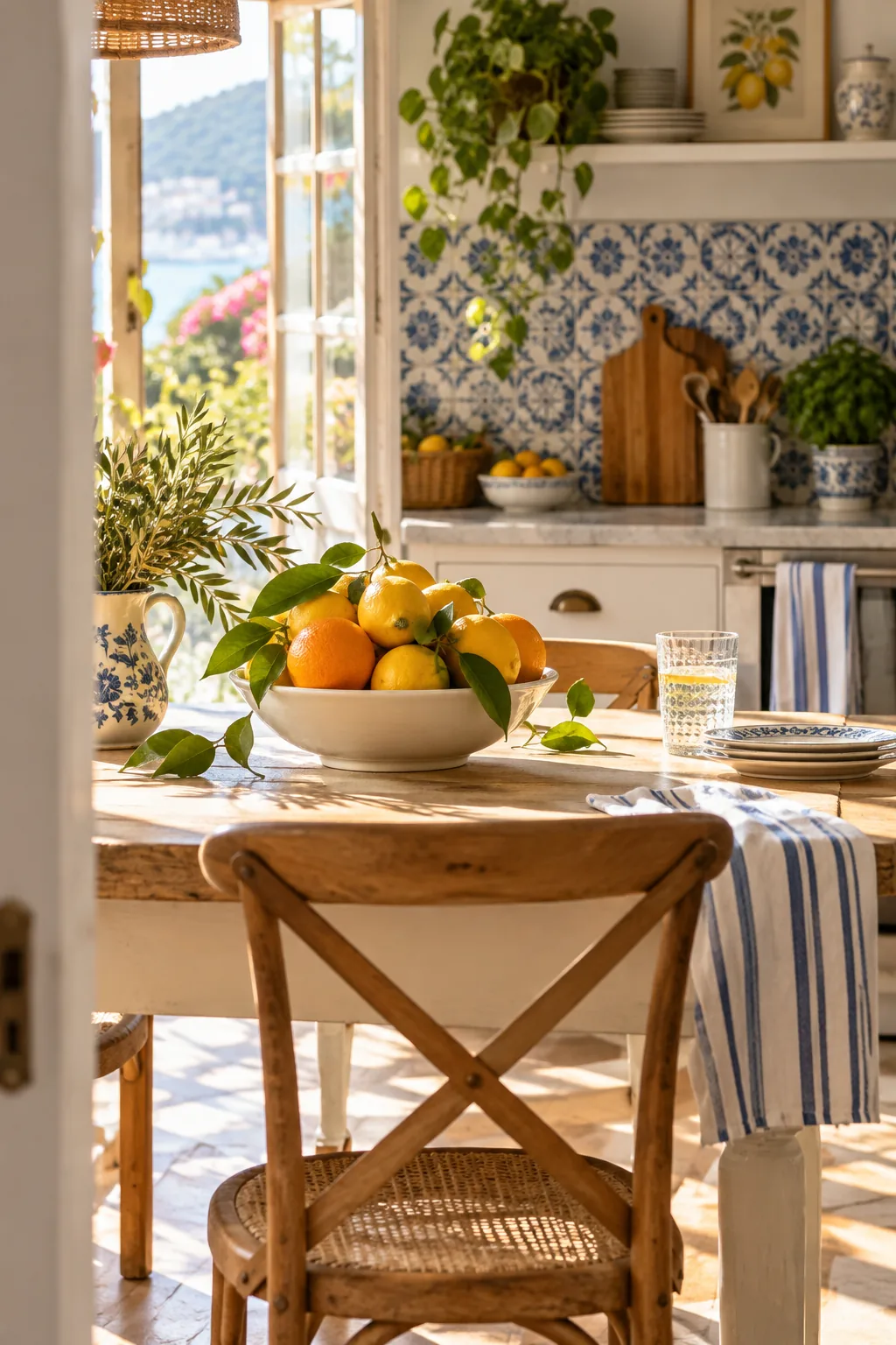A white ceramic bowl overflowing with bright yellow lemons on a table
