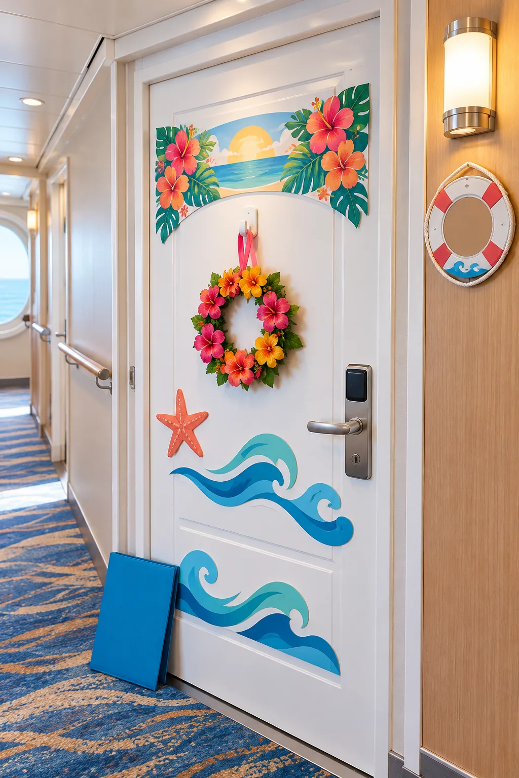 A custom family name banner made of magnetic sheeting placed flush against a white metal door.