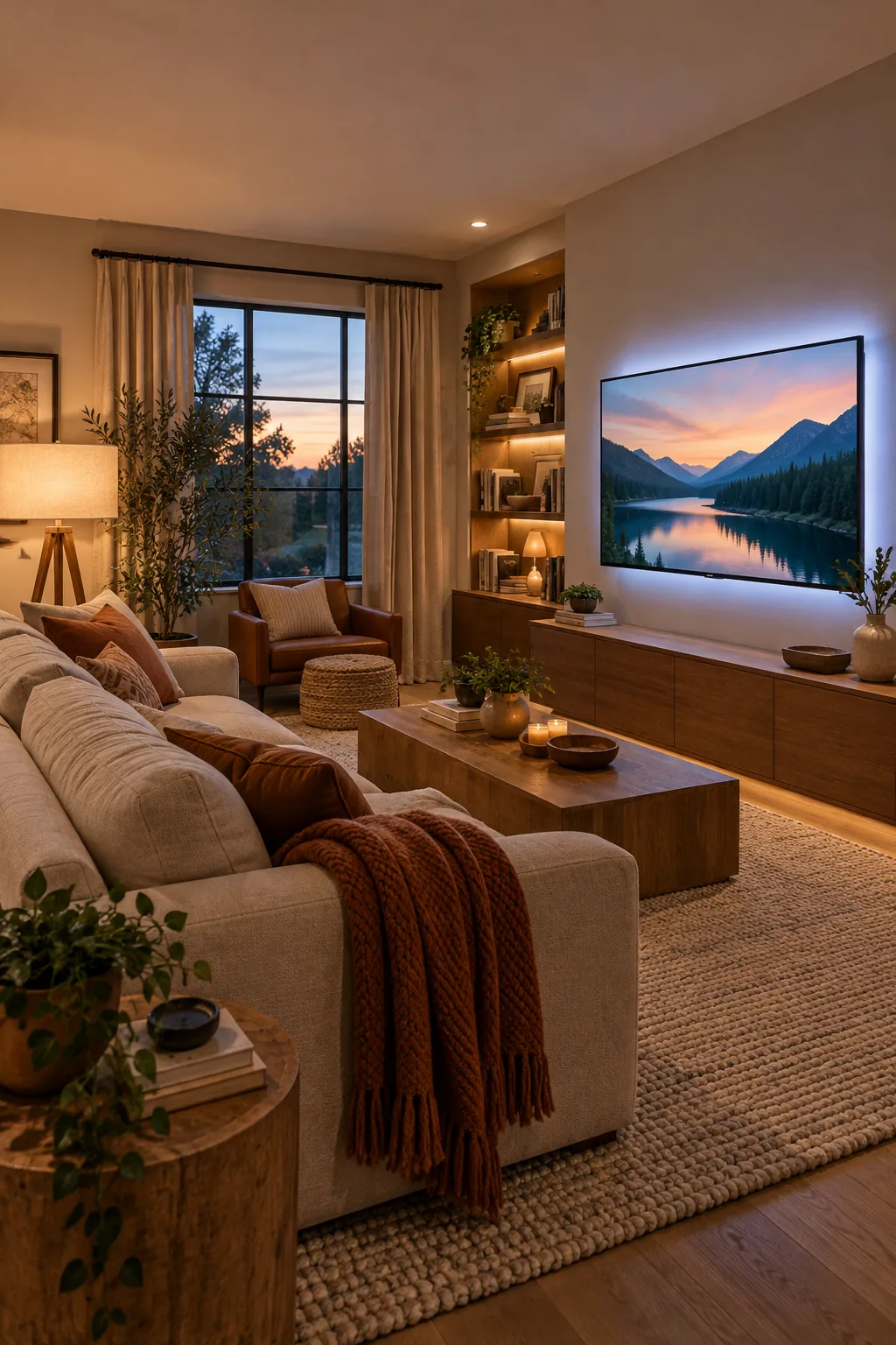 A close-up of the thin black bezel of a TV mounted against a smooth, flat-painted wall.