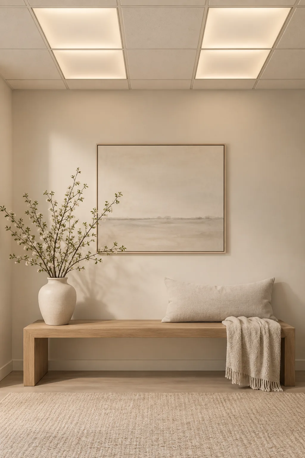Frosted acrylic ceiling panels with backlighting