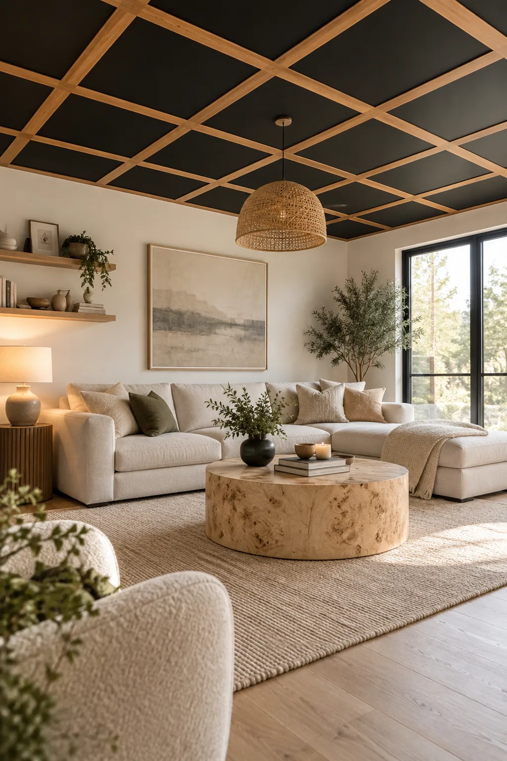 Wood veneer tape applied to a ceiling grid