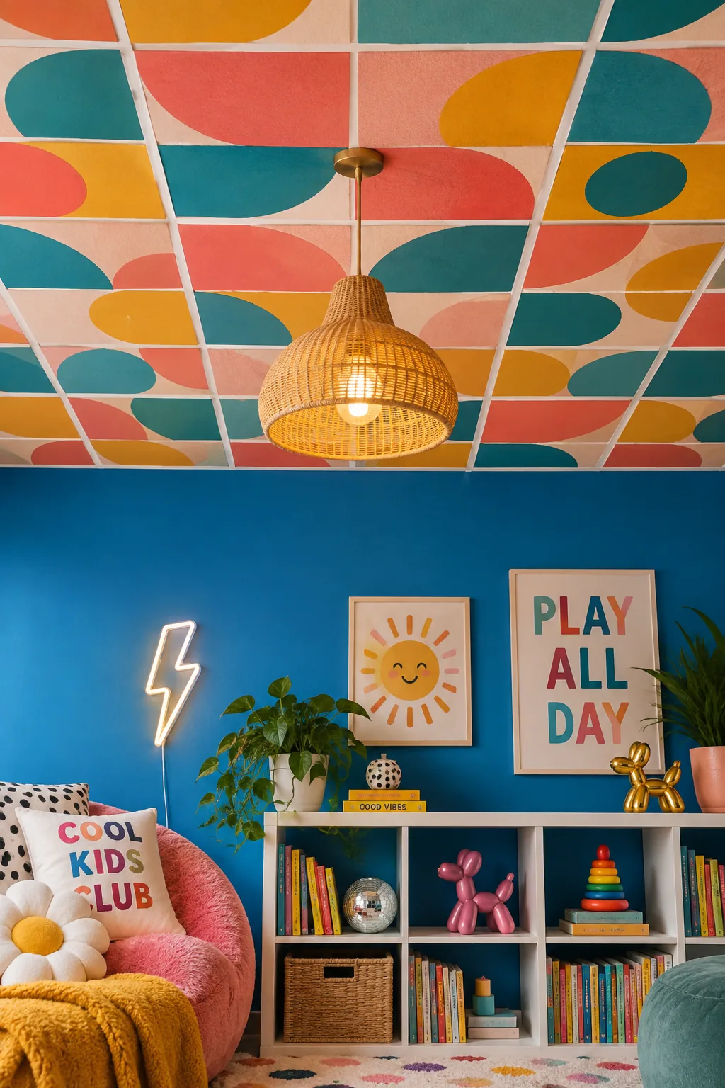 Peel and stick wallpaper on acoustic ceiling tiles