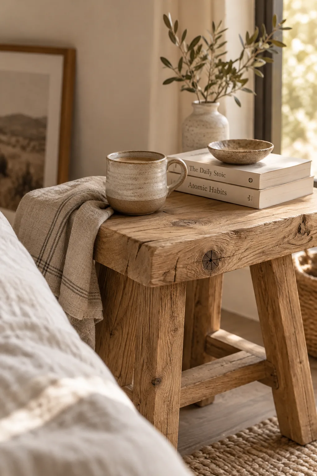 Living room featuring a live-edge wooden coffee table