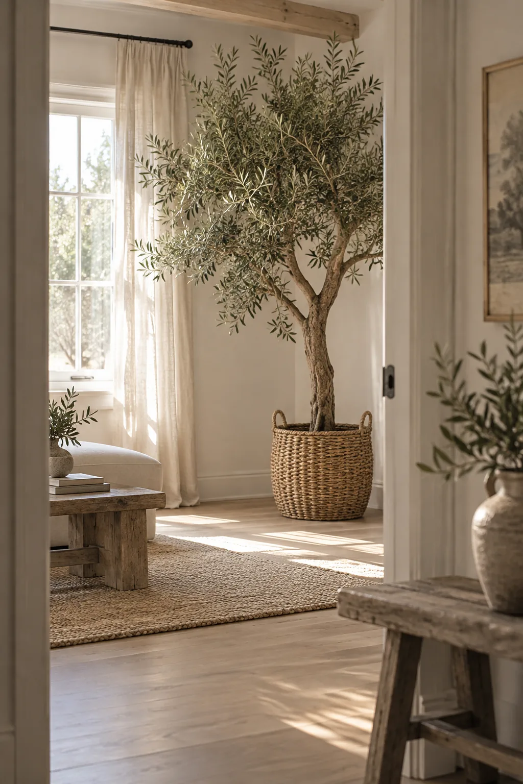 Large Ficus Audrey tree in a terracotta pot in a living room corner