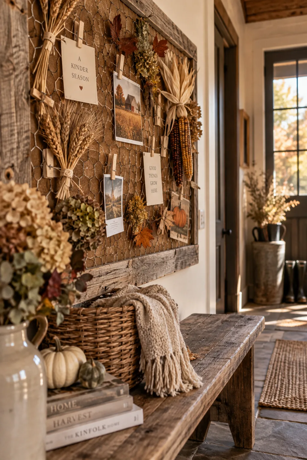 Chicken wire layered over a cork bulletin board