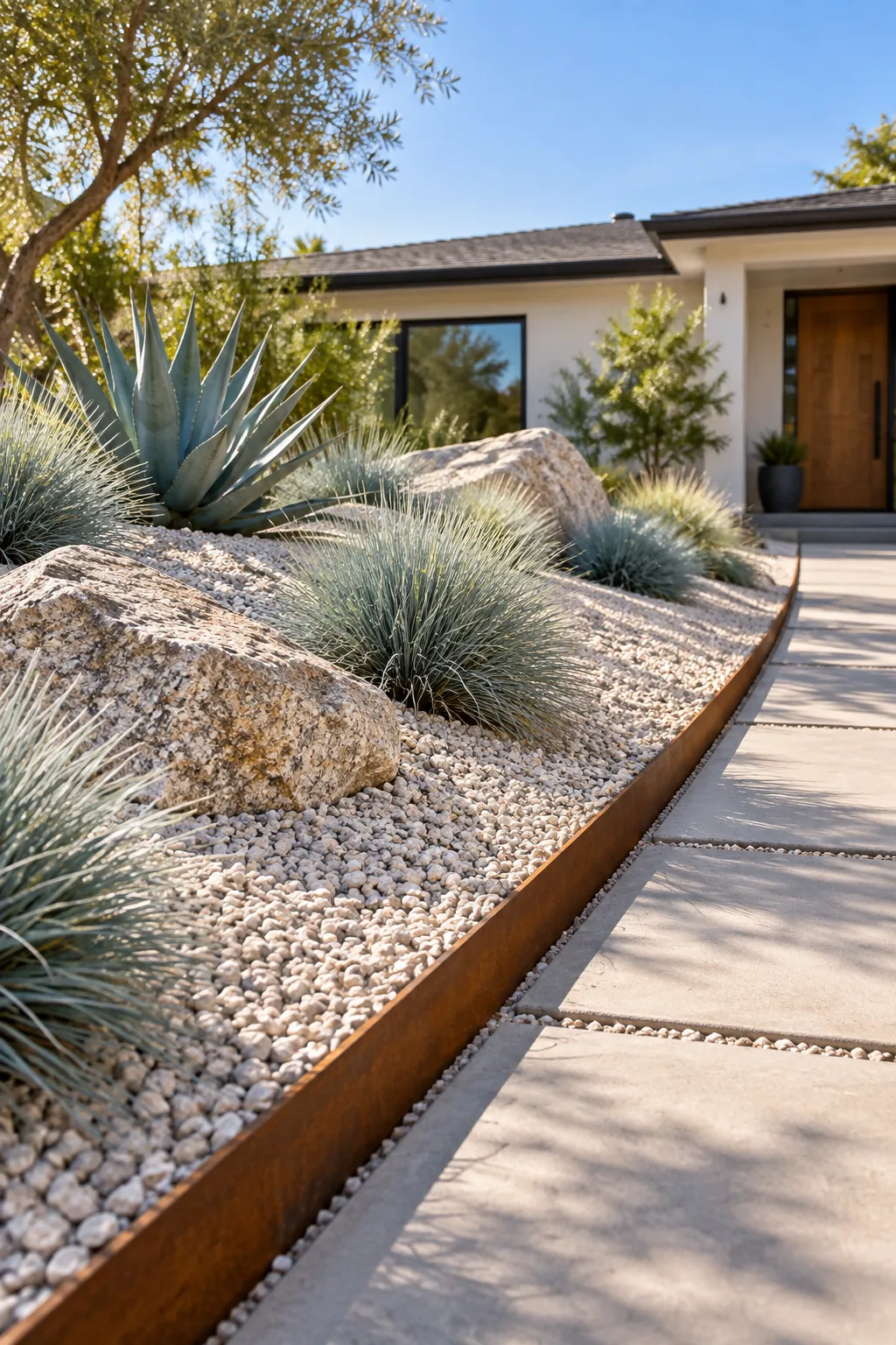 Modern Front Yard Rock Garden (Plus Stone Tonnage Chart)