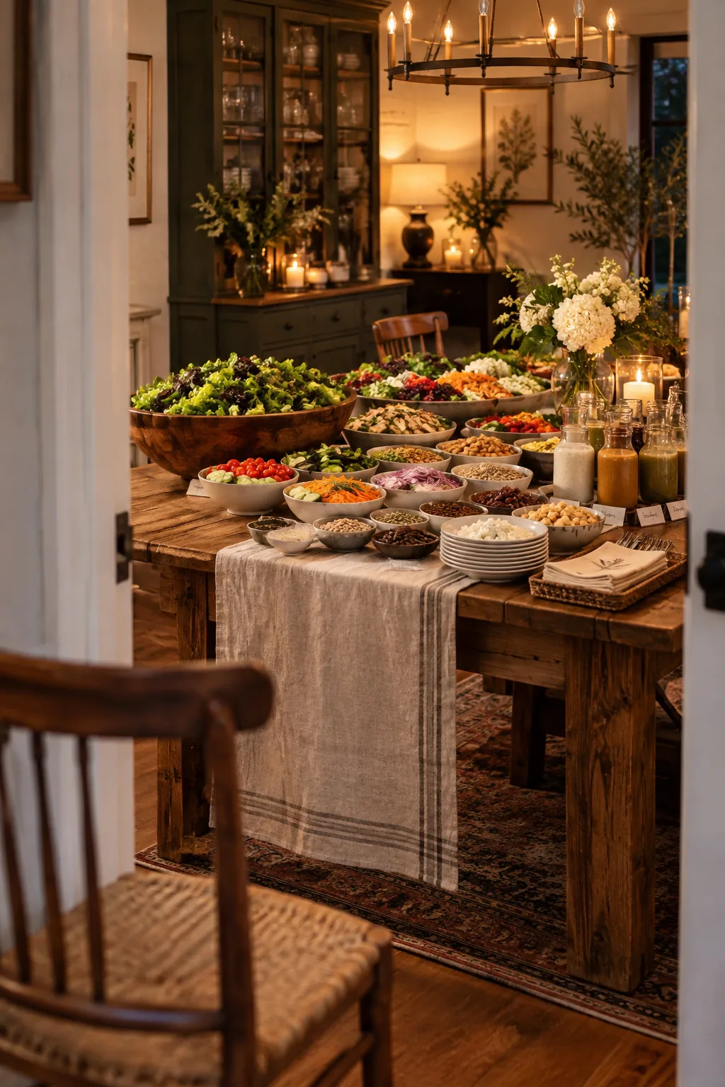 Salad bar laid out in a logical flow