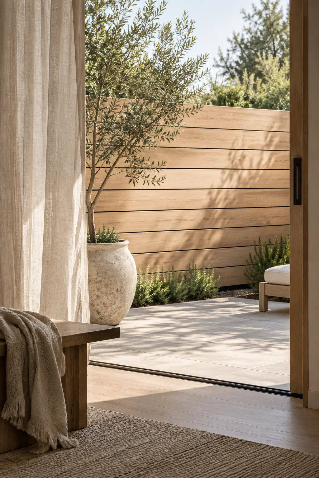 Smooth horizontal fence face installed with hidden fasteners.