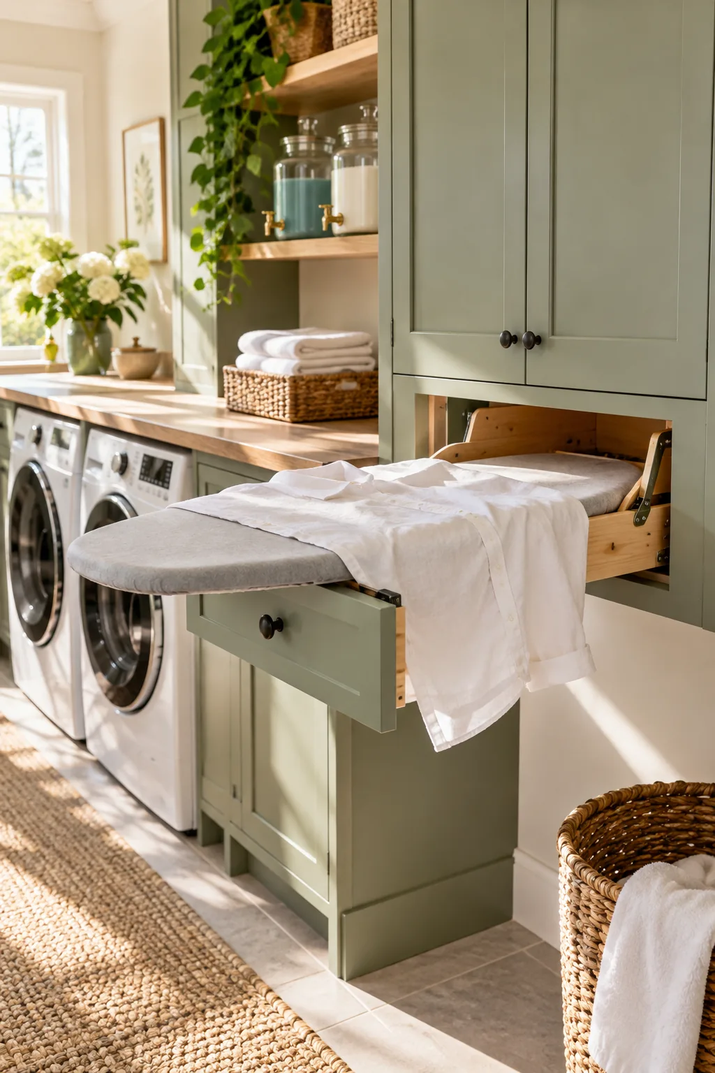 Laundry Room Storage: Hidden Pull-Outs & Cabinet Dimensions