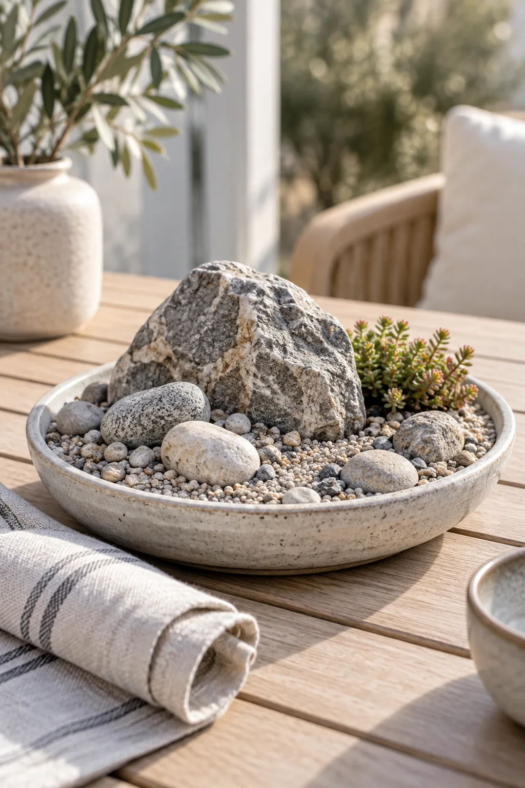 Mixed sizes of garden rocks and boulders on a slope
