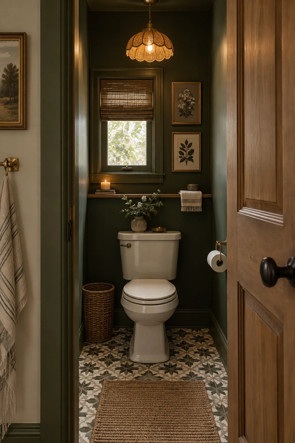 Small enclosed water closet with a pocket door inside a master bathroom