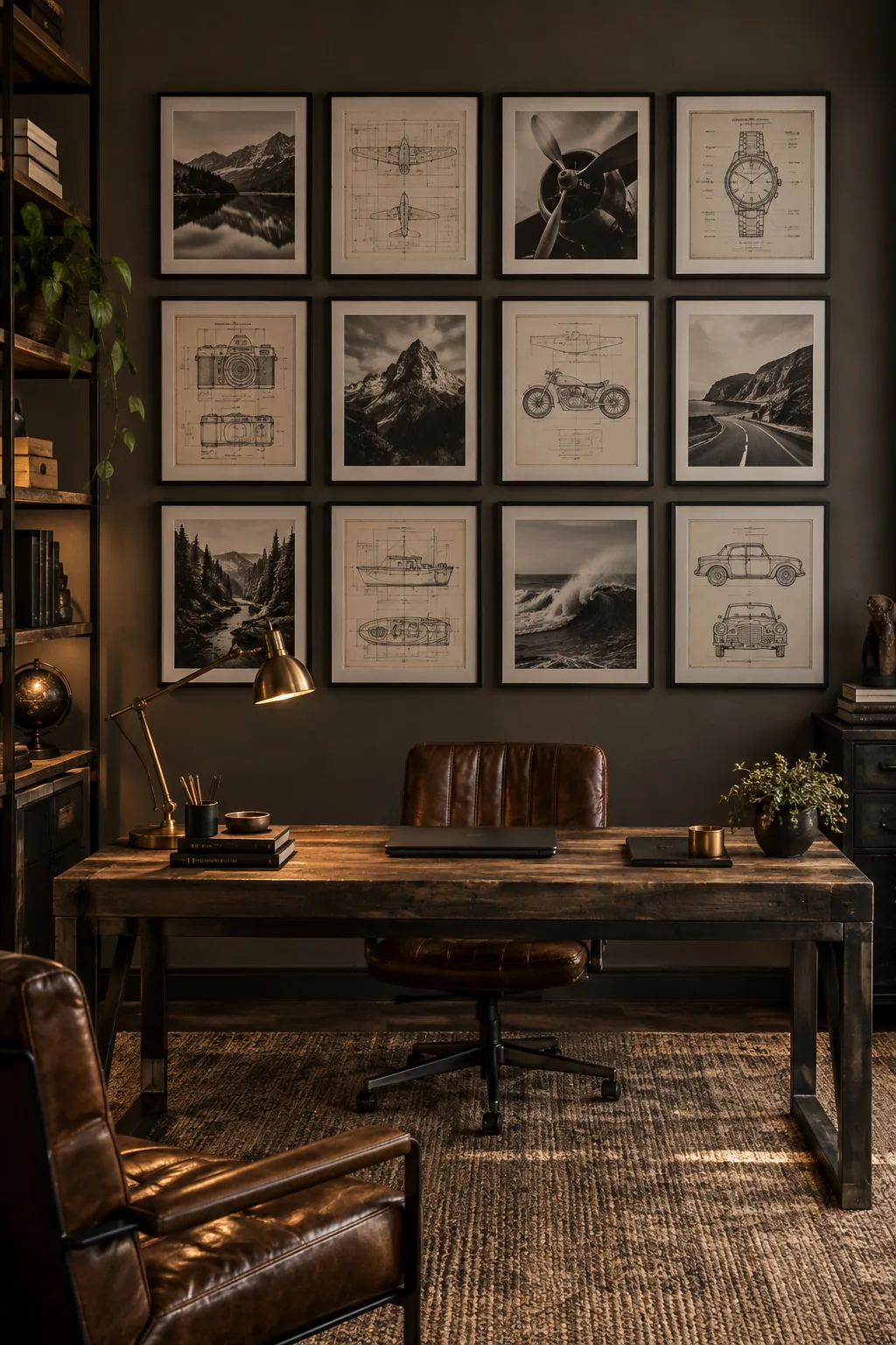 Grid of black and white photography in thin frames