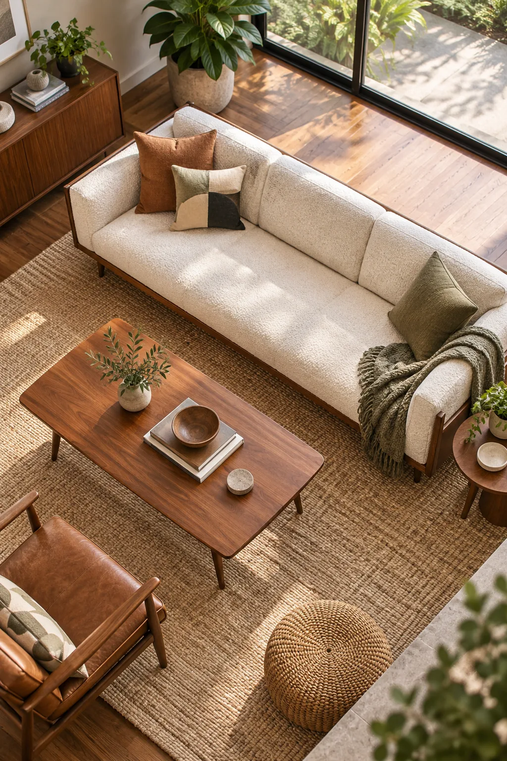 Mid-Century Modern Living Room Scale & Wood Mix Guide