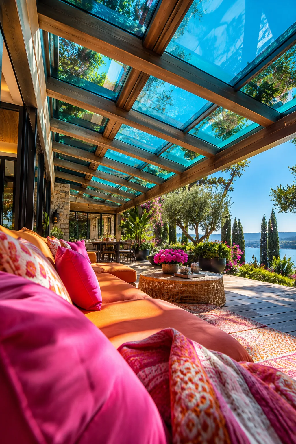 Sleek tinted glass panels mounted over a modern deck