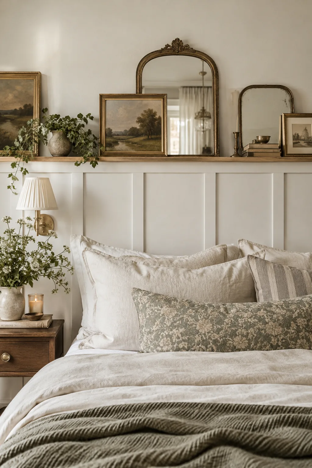 A slim trim shelf above board and batten paneling