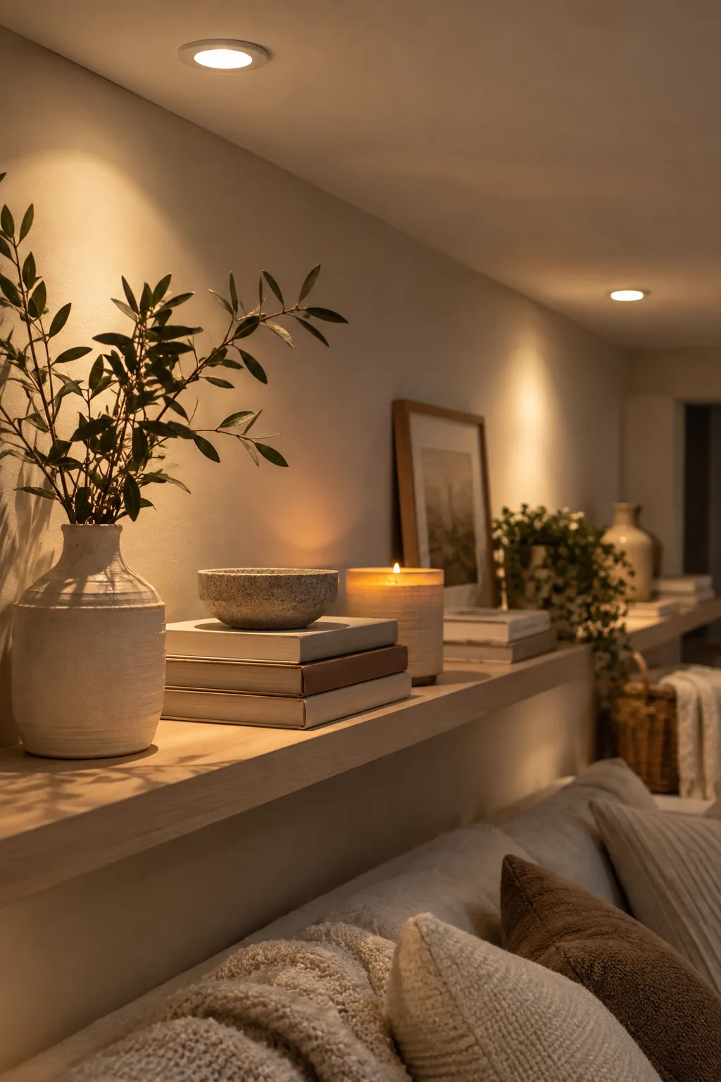 Slim LED recessed lighting on a low basement ceiling.