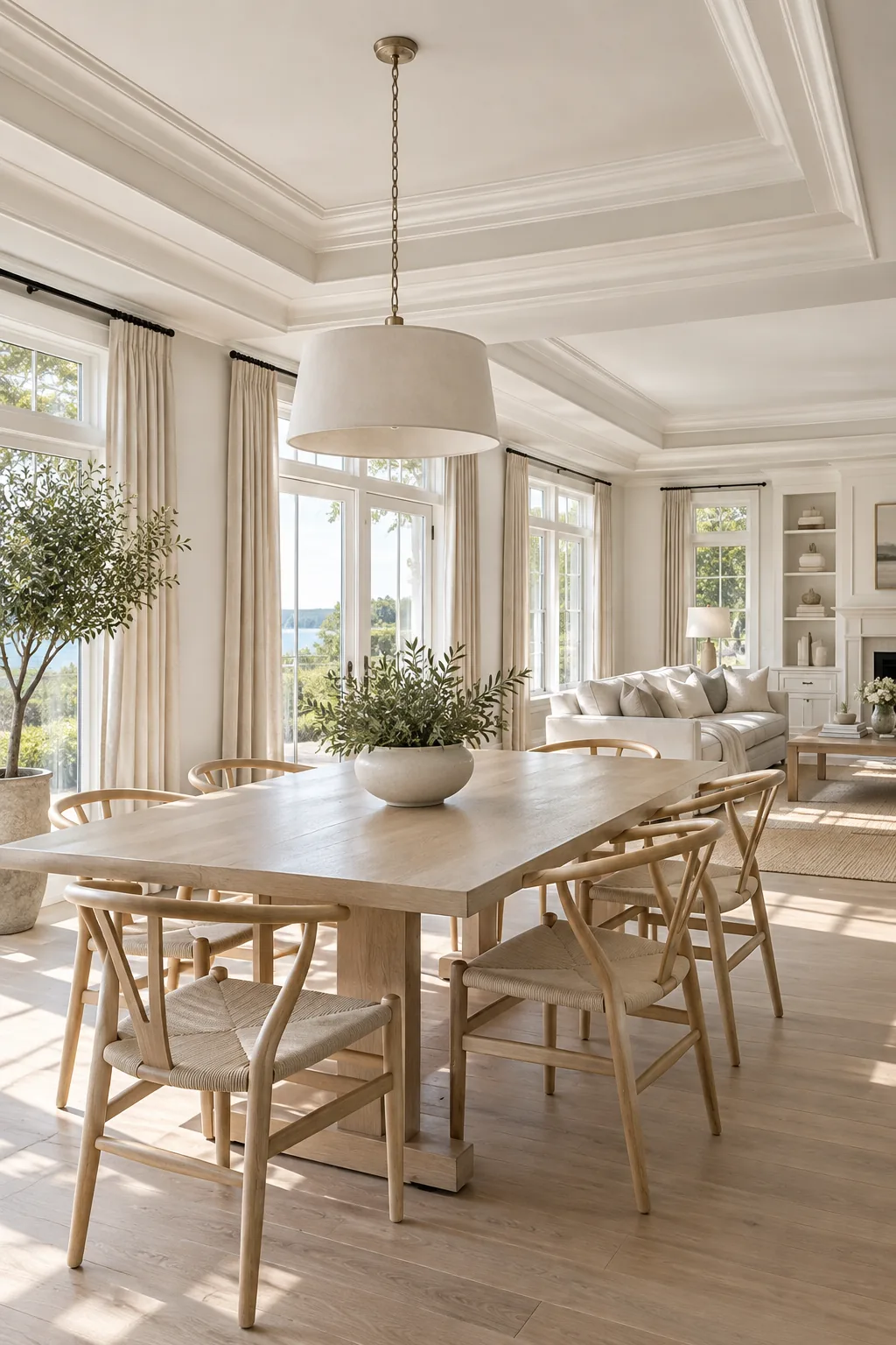 Tray ceiling with thick white crown molding around the inner edges.
