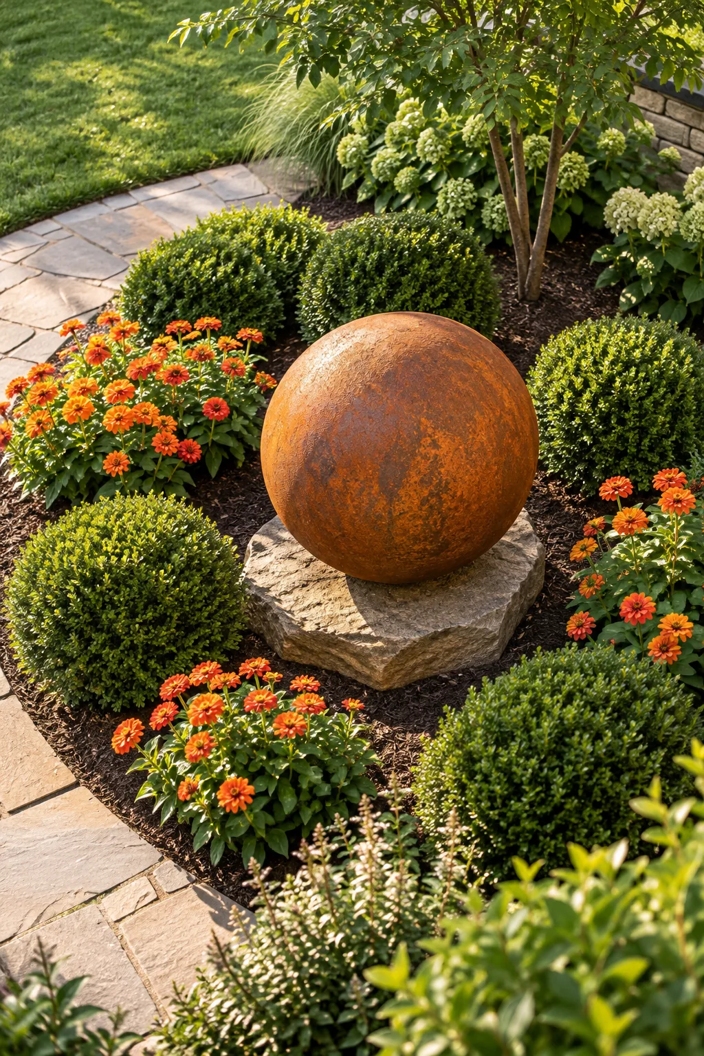 Close-up of vibrant orange and brown rust texture on a curved steel surface.