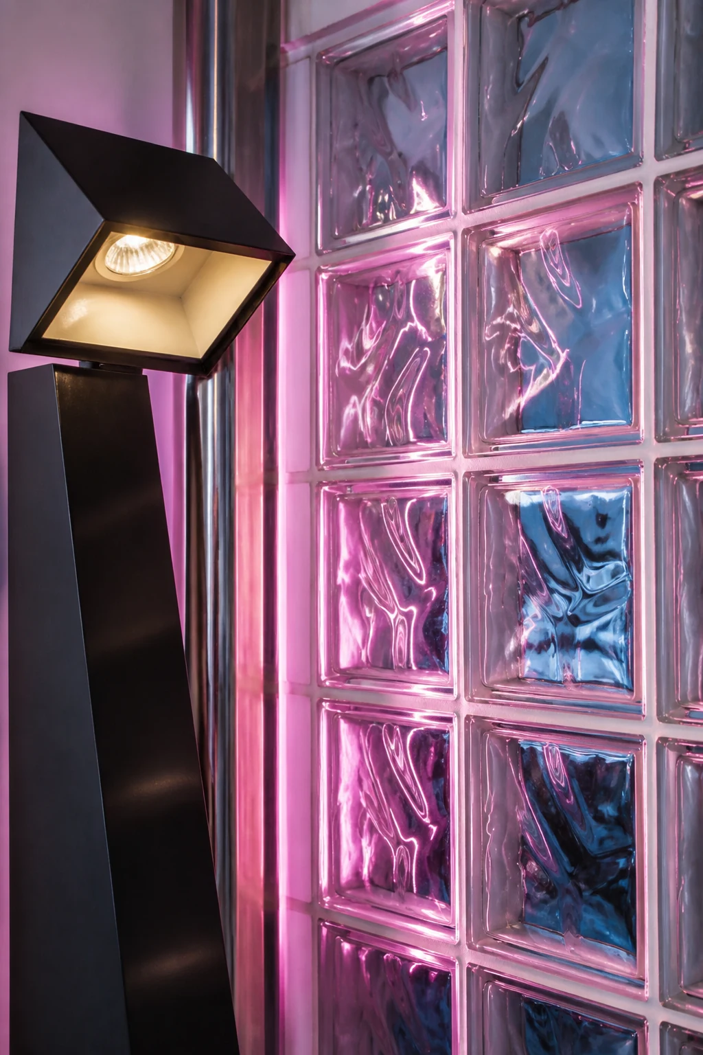 1980s Glass Blocks and Halogen Lighting