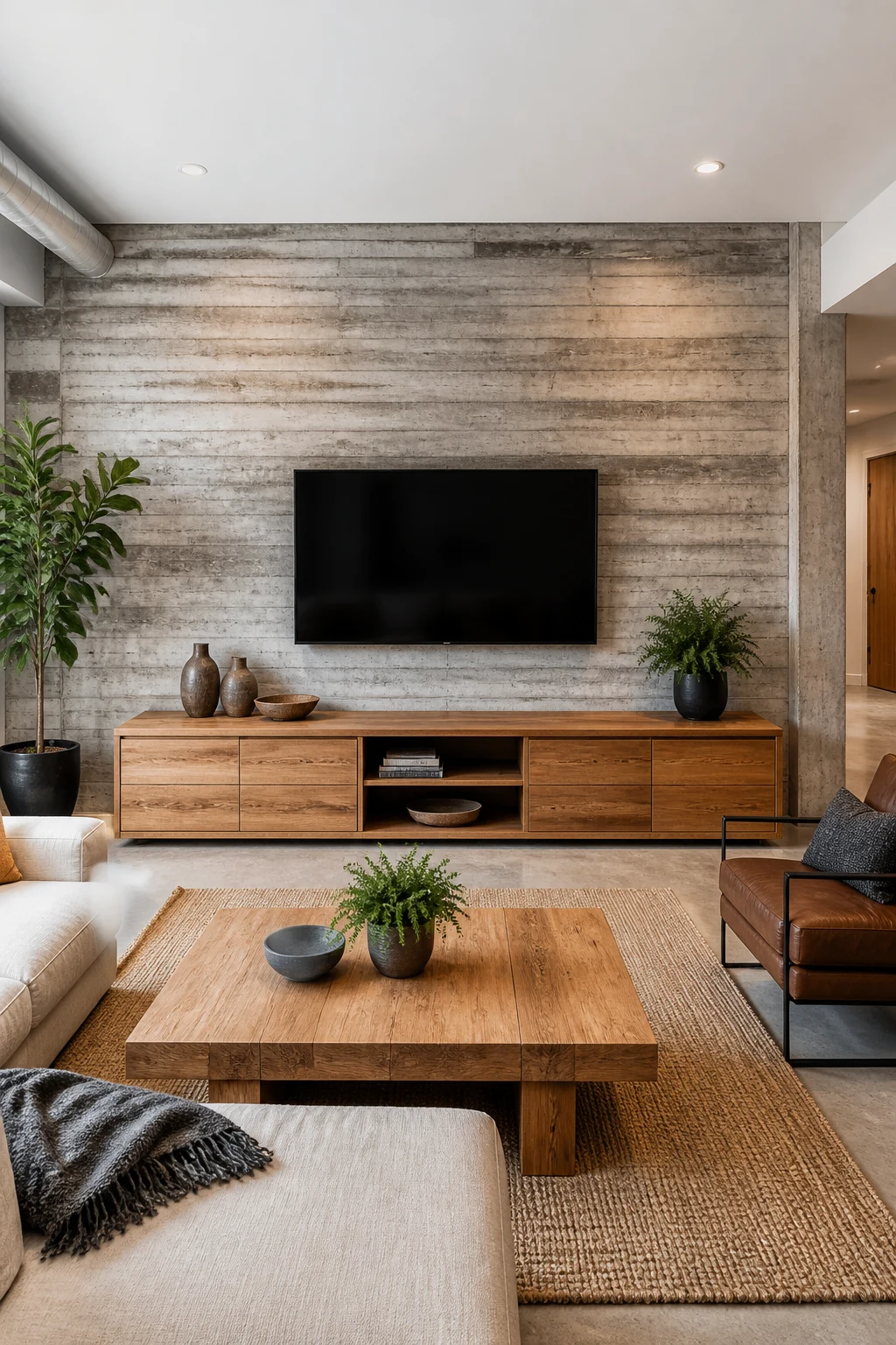 Balancing Industrial Concrete with Warm Wood