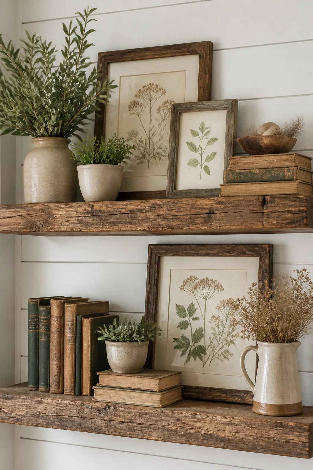 Curating Rustic Floating Shelves