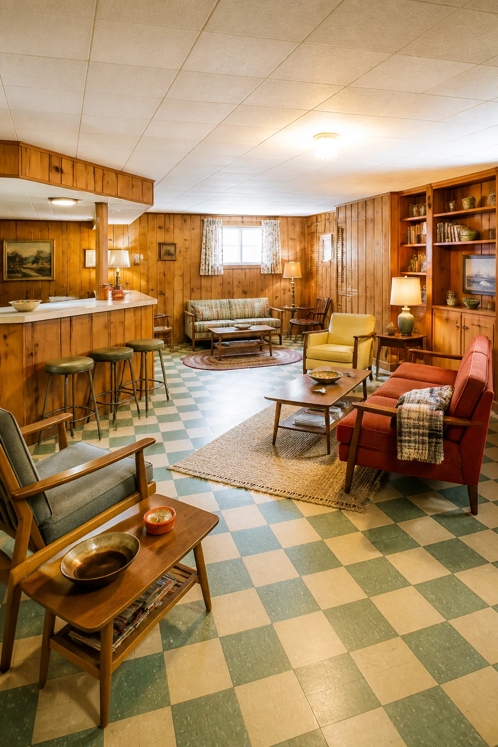 Embracing the 1950s knotty pine basement retreat