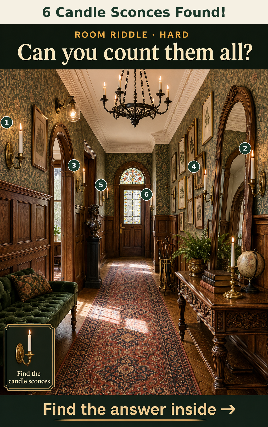 There are 6 candle sconces.