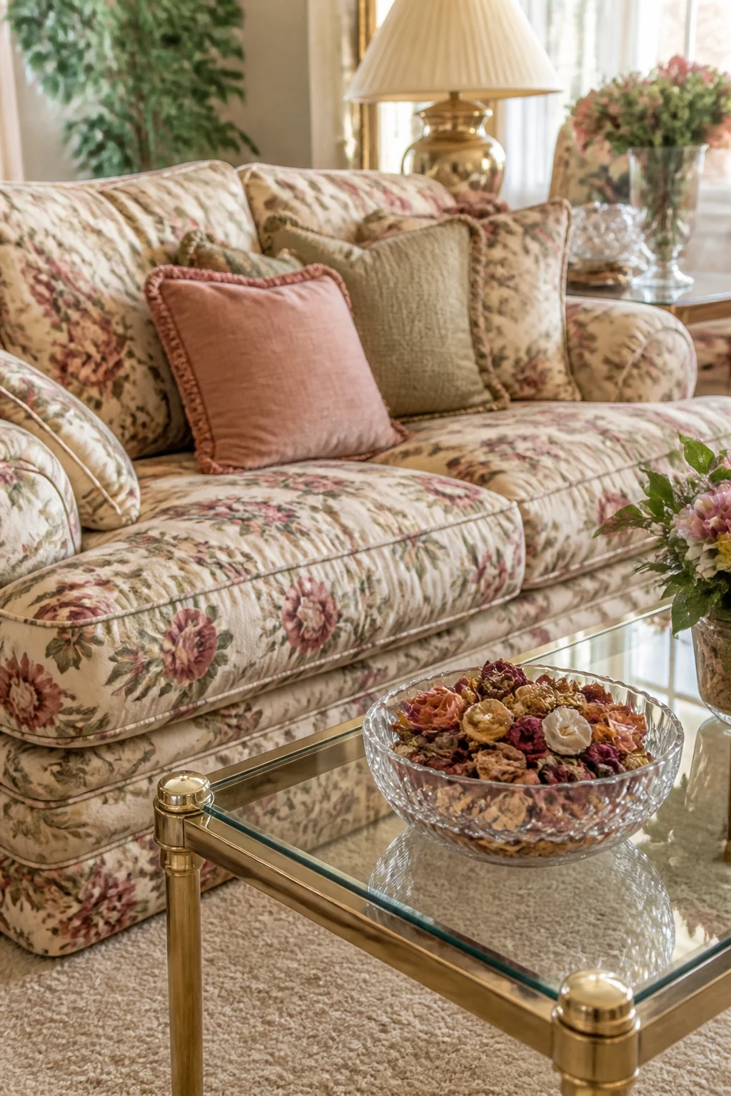 Floral Chintz and Brass Accents