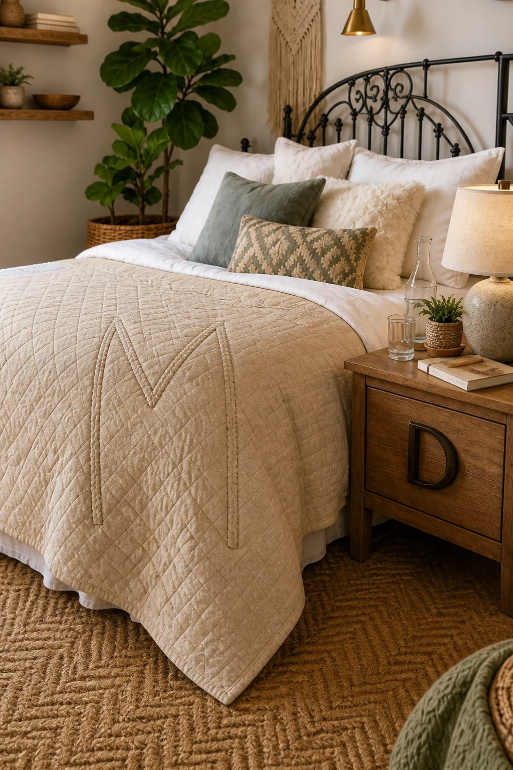 Finding the "M" in the Quilted Bedspread