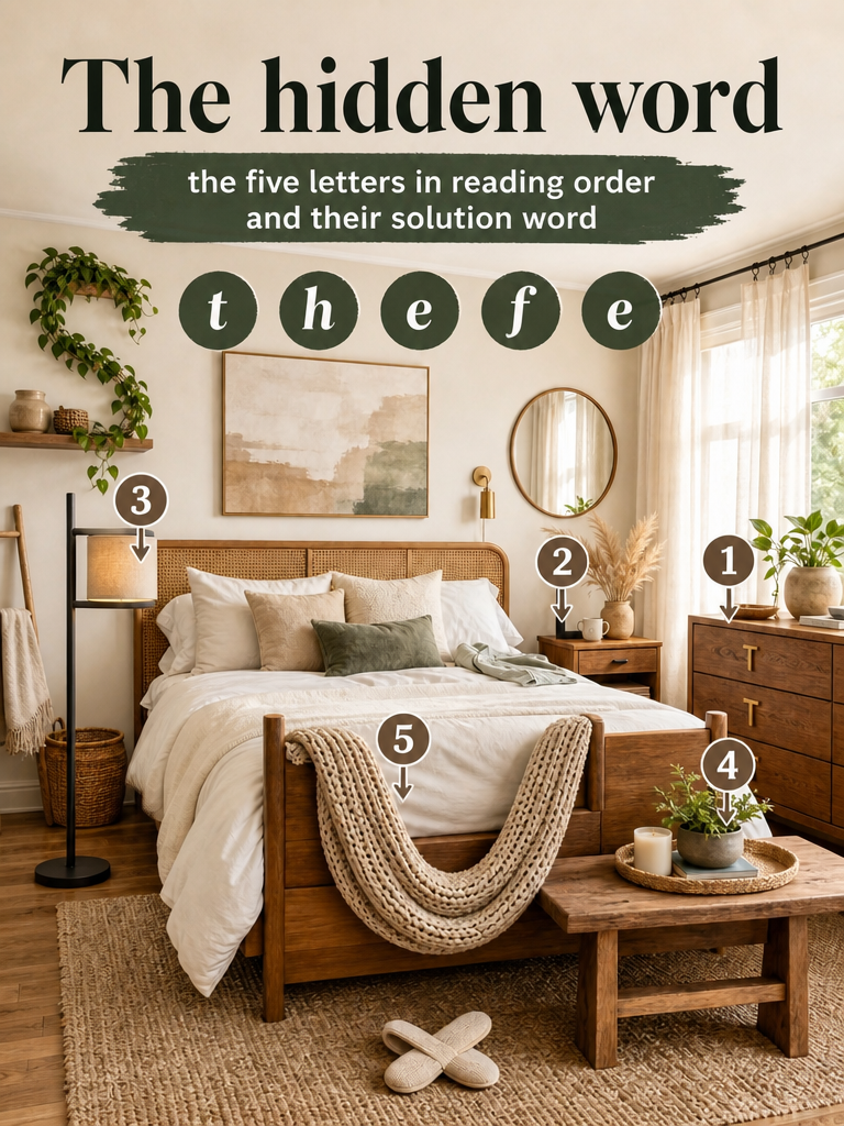 the five letters in reading order and their solution word