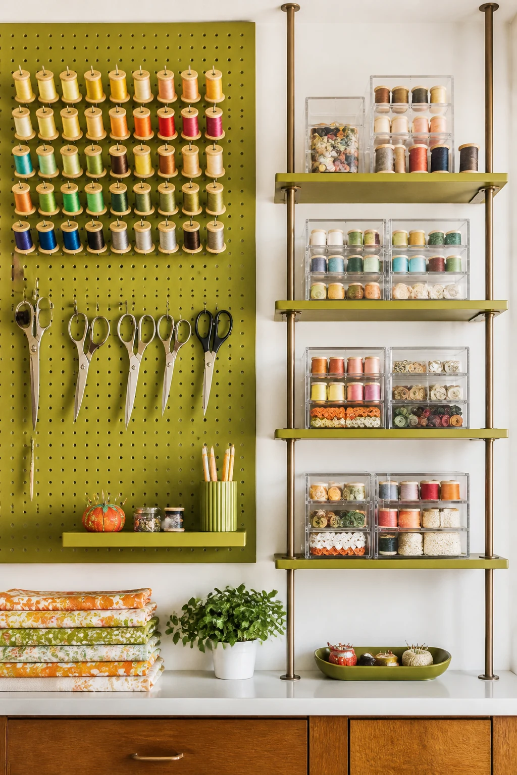Avocado Green Pegboards for 1960s Organization