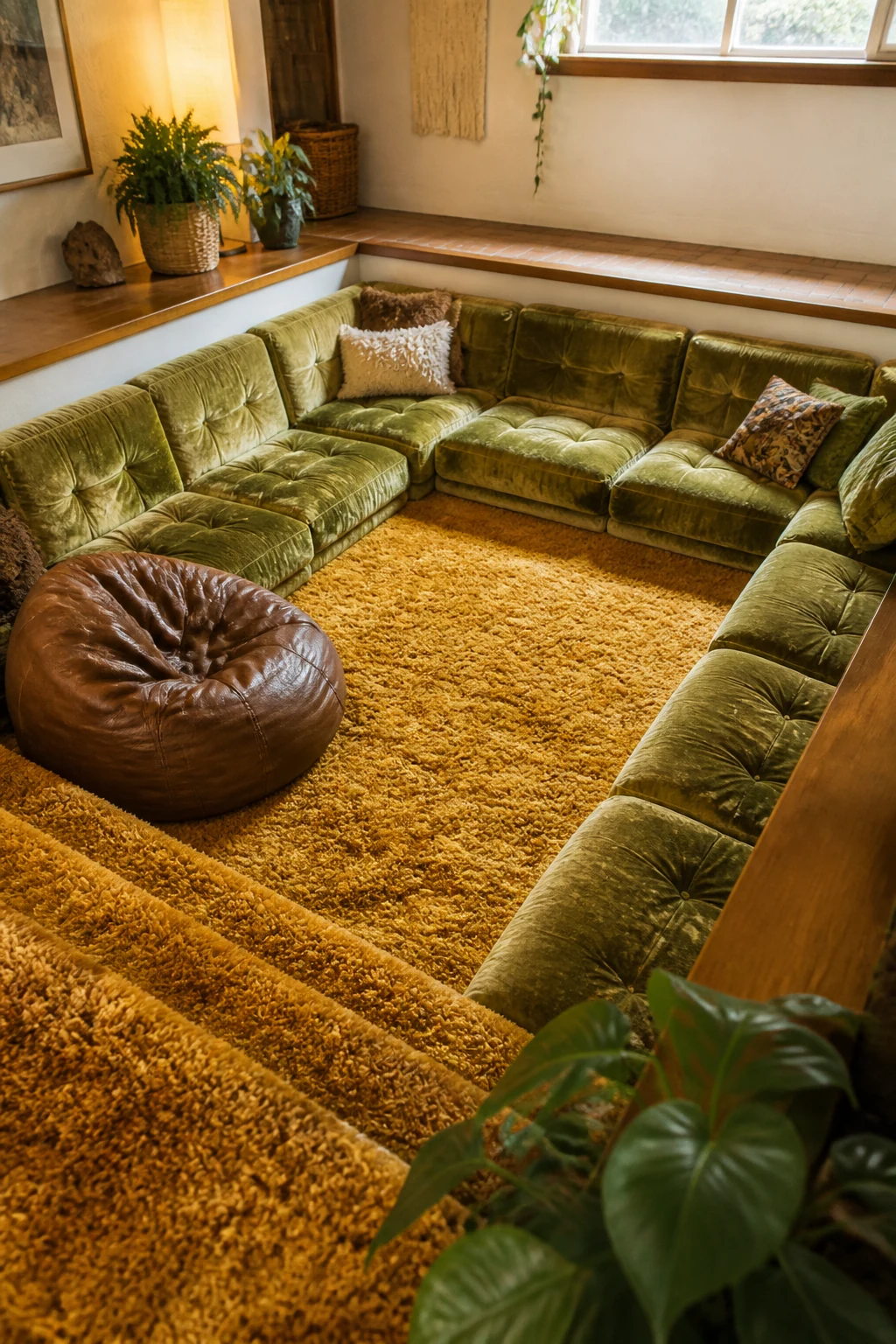 Sinking into 1970s Avocado Velvet Comfort